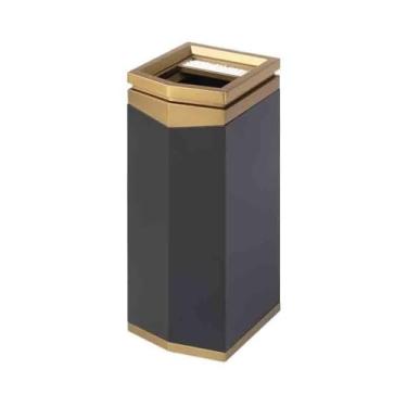Imagem de Coluna de cinzas Corredor Geométrico Corredor Hotel Clube Cinzeiro Coluna Hall Exterior Hotel Lixeira Lobby Vertical Aço Inoxidável Preto Coluna de cinzas de chão(Gold)