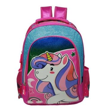 Imagem de Mochila Infantil Costa Media Unicórnio 40CM Porta Garrafinha Escolar -