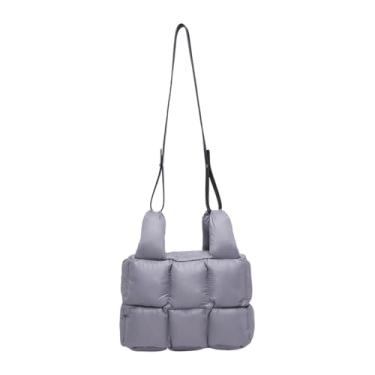 Imagem de Bolsas de Ombro Femininas Acolchoadas Pequenas Modernas Crossbody Bolsa Leve Acolchoada Com Alça Ajustável,Gray