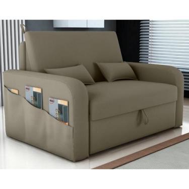 Imagem de Sofá Cama com Baú Gorteen Veludo Cappuccino - CasaH