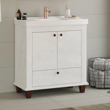 Imagem de Gabinete Para Banheiro 2 Portas 1 Gaveta 80cm Valência Cristal Móveis Bosi