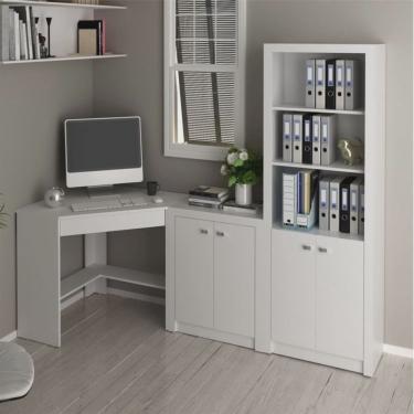 Imagem de Escrivaninha de Canto com 1 Gaveta, Armário Baixo e Armário Alto