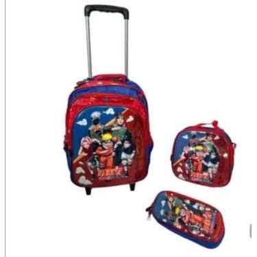 Imagem de Kit Mochila Escolar Rodinha Infantil Menino Naruto.