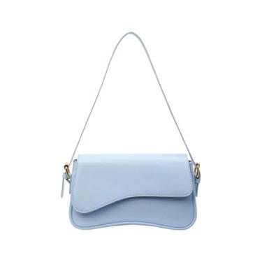 Imagem de Verdusa Bolsa tiracolo feminina de couro PU com aba nas axilas, Azul claro, One Size