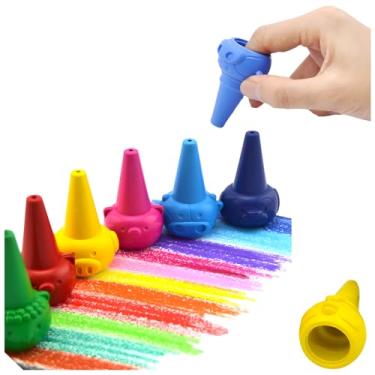 Imagem de Giz de Cera Infantil com Encaixe para Dedo 10 Cores Design Divertido