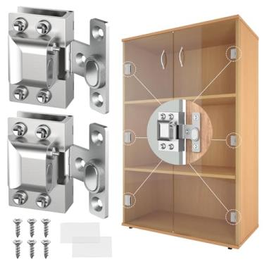 Imagem de Lipshome Dobradiças de porta de vidro para armários, aço inoxidável 304, fechamento macio hidráulico, trava magnética, para vidro de 4 a 9 mm - durável, dobradiças de vidro (4, prata)