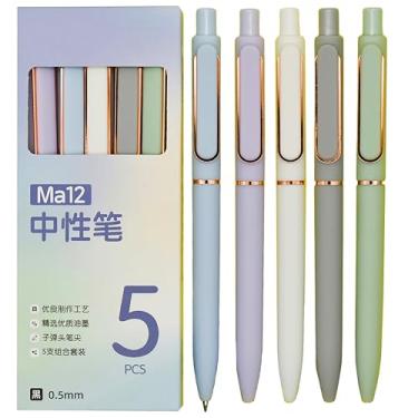 Imagem de Maydahui 10 canetas de tinta gel Pretty Morandi coloridas de 0,5 mm com ponta de bala retráteis para materiais de escritório e sacolas de brinde