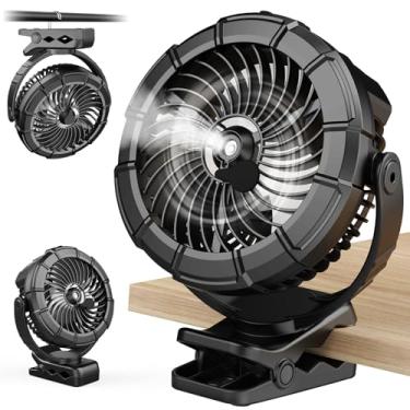 Imagem de Ausic Ventilador De Mesa Portátil 3 Em 1 Com Nebulização, Luzes Led E Gancho, Para Carrinho Bebê 100 Ml, Bateria Recarregável 5200 Mah, Rotação 360 ° Velocidades Viagens Ao Ar Livre, Acampamento, Go