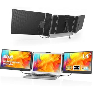 Imagem de BOSII Monitor extensor de tela de laptop – Monitor portátil estendido HDMI 1080P FHD 1080P HDMI/USB-A/Tipo-C para laptops (comprimento máximo: 15,7 polegadas) compatível com Windows Mac Viagem