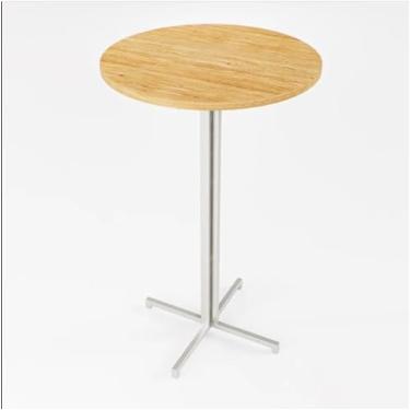 Imagem de Mesa Alta Bar Bistrô Redonda 100x60cm Branca Tampo Pinus Industrial