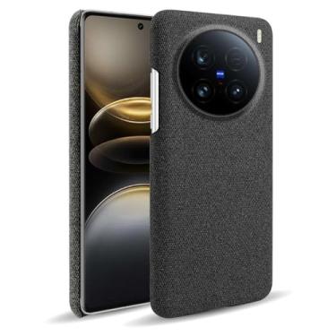 Imagem de Capa para vivo X100 Ultra 5G,Capa desenhada em lona,Case Protetora Ultrafina com Empunhadura Macia,Design em Tecido Antichoque e Antiarranhões-Black