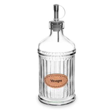 Imagem de Galheteiro Garraga Vidro com Bico Dosador Inox Grosso Porta Vinagre 50
