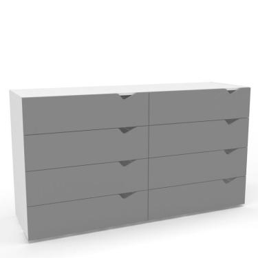 Imagem de Cômoda Porto 8 Gavetas Branca e Cinza