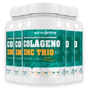Imagem de Kit 5 Colágeno ZMC Trio ApisNutri 120 Comprimidos