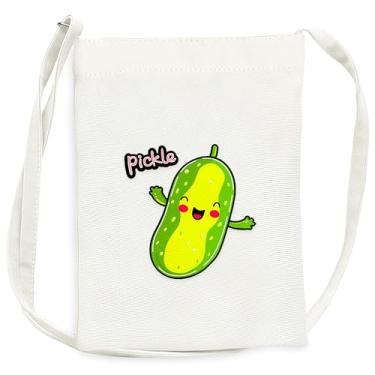 Imagem de BJDAMAI Mini bolsa de lona para adolescentes e meninas, pequena bolsa com alça de ombro para celular, chaves, batom, moeda!, Picles