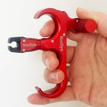 Imagem de NoxDyn 3 dedos liberação de arco 360° gatilho de liberação de polegar rotativo para arco composto (vermelho)