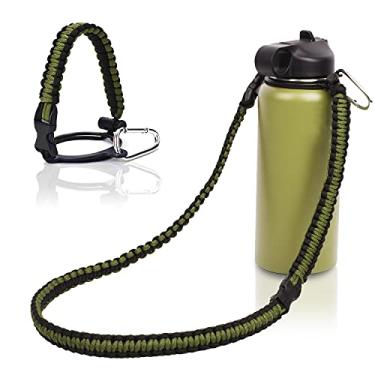 Imagem de Wongeto Suporte de transporte com alça de ombro, compatível com garrafas de água de boca larga Hydro Flask de 350 ml - 1,8 l para caminhadas, caminhadas, acampamento (verde exército)