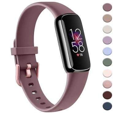 Imagem de AK Pulseira esportiva compatível com Fitbit Luxe para mulheres e homens, pulseiras esportivas de substituição de silicone macio para Fitbit Luxe rastreador de fitness e bem-estar (grande, violeta fumaça)