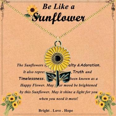 Imagem de GIAYIER Colar de girassol para mulheres, presentes de aniversário e Natal para amantes de girassol, presentes inspiradores de girassóis para amigos, esposa, namorada, filha, neta, Adjustable, Aço