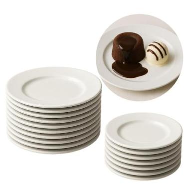 Imagem de Kit 12 Prato De Sobremesa Em Melamina 18cm Branco Raso - STORE SHARK