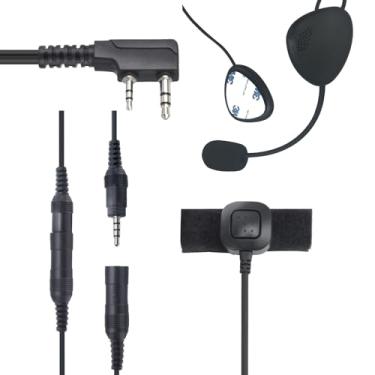 Imagem de stdgove Kit de fone de ouvido para capacete Walkie Talkie Motorocycle, fone de ouvido de comunicação com fio para rádios bidirecionais Baofeng Kewnwood Retevis 2 pinos
