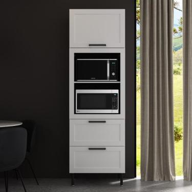 Imagem de Paneleiro Torre Quente Mdf Para Forno Micro-ondas 1 Porta 2 Gavetas 80cm Multimóveis Cr20445 Branco
