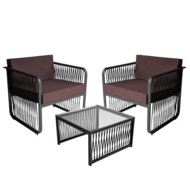 Imagem de Conjunto 2 Poltronas e 1 Mesa de Centro Santiago em Alumínio e Corda N