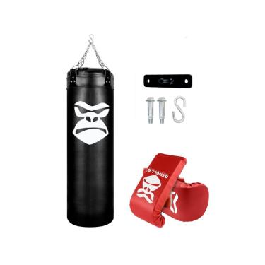 Imagem de Kit Boxe - Saco de Pancada 100cm + Luvas de Muaythai + Suporte de Teto Chumbador Parabolt - Gorilla