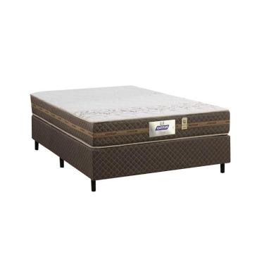 Imagem de Cama Box Casal Molas Ensacadas Espuma D20 Gazin Flora 138x188x49cm Poliester Bordado Marrom/Branco