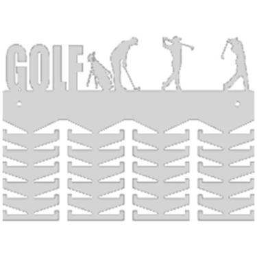Imagem de Porta Medalhas Branco Golf Preto Suporte MDF Personalizado Ganchos Exp