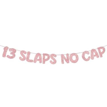 Imagem de Fulmoon Pre Strung 13 Slaps No Cap Banner Glitter Decorações de aniversário de 13 anos para adolescentes de 13 anos de idade placa de aniversário suprimentos para lembrancinhas de festa (ouro rosa)