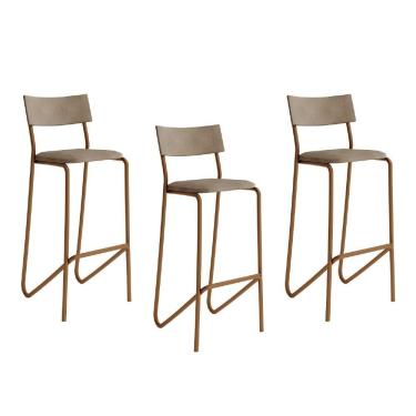 Imagem de Kit 3 Banquetas Altas Cozinha Balcão 1747 Carraro Areia Rose
