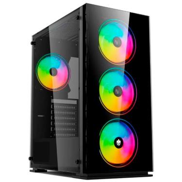 Imagem de Gabinete Gamer Evolut Han, Lateral Em Vidro Temperado, 3x Fans Rgb, Usb 3.0, Atx - Eg-817