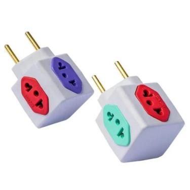 Imagem de Adaptador Benjamin Cubo 3D Colorido - Tomada 10A/20A - Kit com 5 Unida