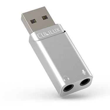 Imagem de Cubilux Placa de som estéreo externa USB com DAC de 96 KHz/24 bits, USB A para microfone TRS de 3,5 mm, adaptador de entrada de fone de ouvido compatível com Mac Pro/Mini, laptop, PS5, PC, Windows