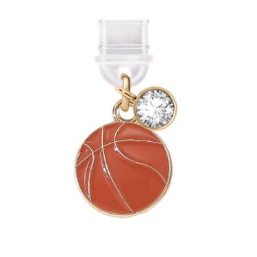 Imagem de ELISE & FONDA Porta de carregamento tipo C TP591 plugue antipoeira pequeno pingente de celular de basquete para iPhone 15/16/Samsung/OnePlus/Xiaomi/oppo telefones Android (terracota), approx. 1.35 cm