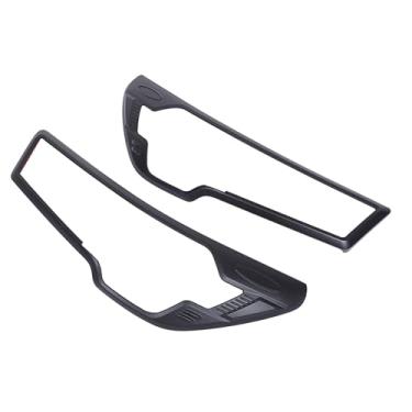Imagem de TongSheng Moldura de proteção de farol dianteiro ABS compatível com Toyota Hilux Revo 2021 2022 2023 2024 2025+ acessórios externos da moldura do farol do carro (estilo A sem palavras, preto)