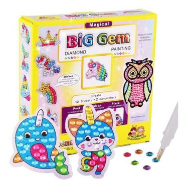 Imagem de Kit Adesivo Colorir Aplique Strass Diamante Infantil Big Gem
