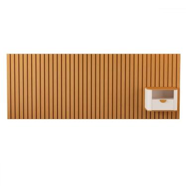 Imagem de Cabeceira King Buriti 1 Gaveta Ripado Off White/Natural - Jb Bechara