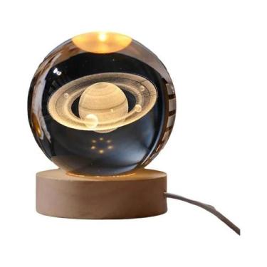 Imagem de Luz Noturna LED 3D Infantil Galaxy Sistema Solar Bola De Cristal Quart