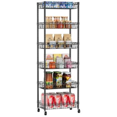 Imagem de Golpart Prateleira de 6 níveis, prateleira de arame, prateleiras de armazenamento ajustáveis, prateleira grande para garagem, cozinha, escritório, despensa, canto, 43,7 cm Dx12,2 L x 163 A, preto