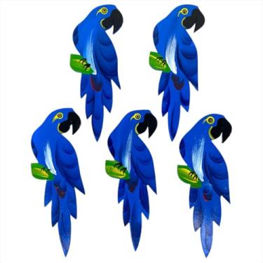 Imagem de Quinteto De Arara Decoração Artesanal Para Sitio Casa Jardim - Atelie Center (Azul)