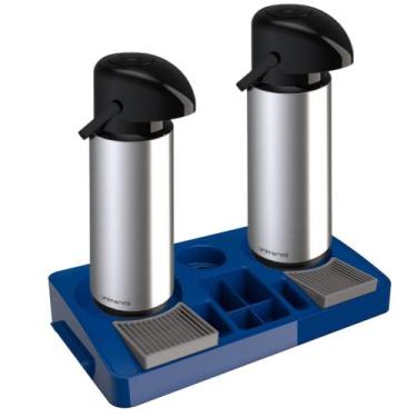 Imagem de Kit 2 Garrafa Térmica Verona 1,8 L Inox + 1 Bandeja Organizadora Servi
