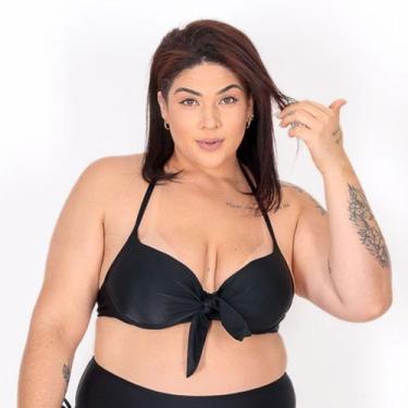 Imagem de Biquíni Top de Praia Plus Size Meia Taça Laço Preto - Stw Moda, Preto,