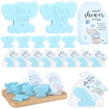 Imagem de Swiffen 50 conjuntos de sabonetes de chá de bebê para convidados, meninos, meninas, mini sabonetes perfumados feitos à mão com etiquetas de agradecimento e sacos de organza para chá de banho revelar