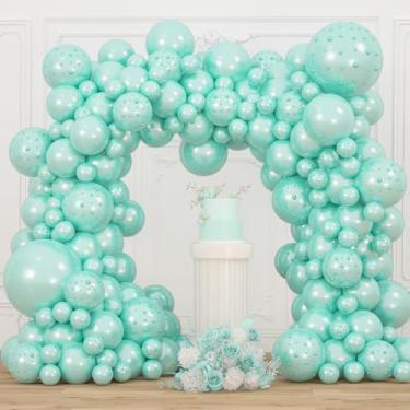 Imagem de Double Pearl Teal Blue Stuffed Balloons Different Sizes 116Pcs 5/10/12/18 Inch Teal Balloon Arch Kit with Pearl Stickers for Wedding Birthday Baby Shower Ocean Sea Frozen Mermaid Winter Theme Party