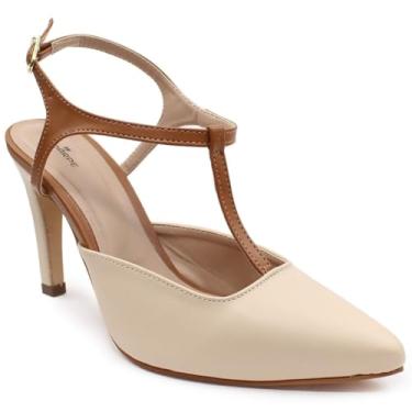 Imagem de Scarpin Aberto Modarpe Salto Médio Confortável S18 (Bege Marrom, BR, Adulto, Numérico, 36)