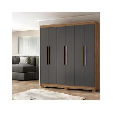 Imagem de Guarda-Roupa Casal Santos Andirá Toledo com 6 Portas, 2 Gavetas e 5 Prateleiras - 194,4cm de largura