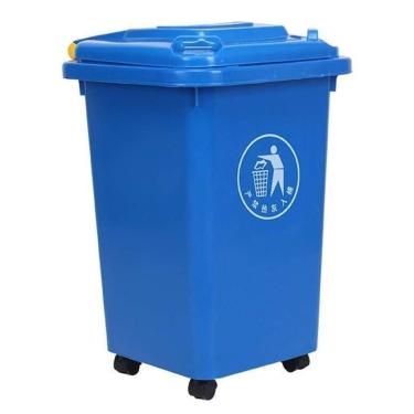 Imagem de Lixeira Shopping Lata Lixo Com Rodas Lata Lixo Externa Fácil Mover Caixa Lixo Doméstica Espessa Latas Lixo Internas/externas(Blue,50L)