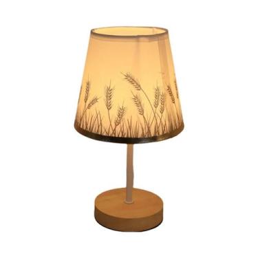 Imagem de Luminária De Mesa Moderna E Quente Em Madeira Maciça Com Tecido De Art